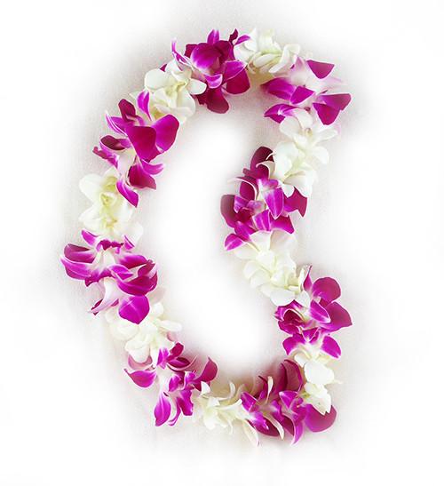 Purple/White Orchid Lei ( 10 Leis)