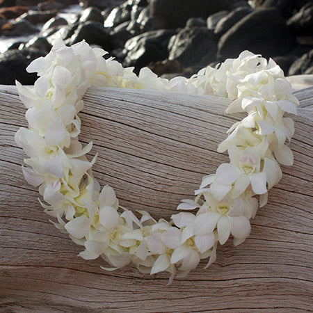 Double White Orchid Lei