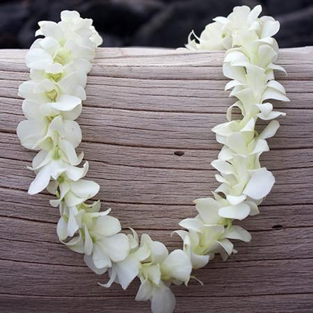 pink & white orchid lei, hawaiian leis, orchid leis, fresh leis